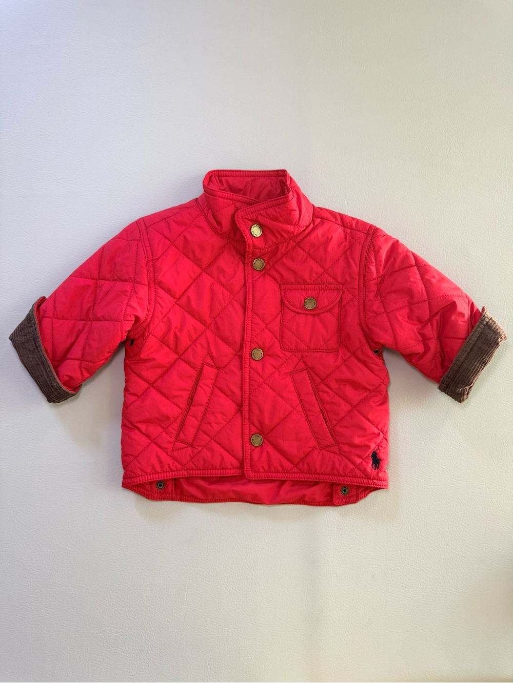 Polo Ralph Lauren Baby Red Barn Quilted Jacket Corduroy Trim size 12M